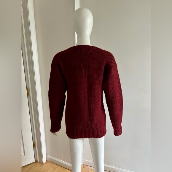 Vintage Dddominick 100% Wool Jumper Crew Neck Sweater Maroon Red Size Medium - Picture 3 of 6